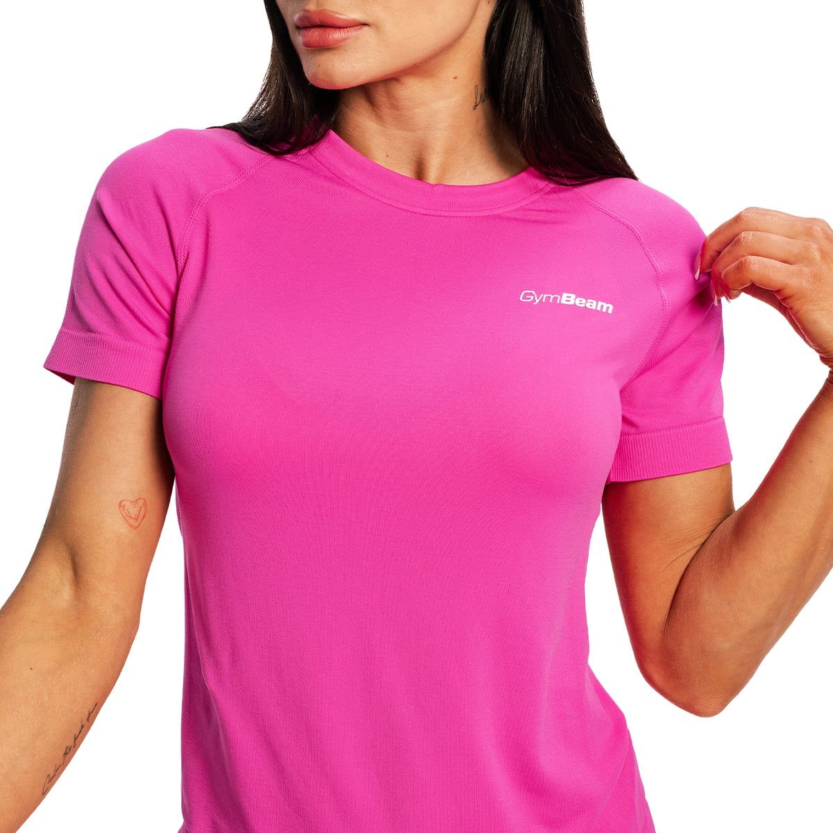 GymBeam T-shirt donna Pulse X Running viola in nylon a manica corta