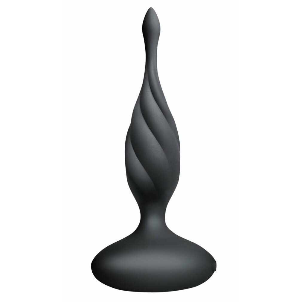 Prodotto benessere nero con design a spirale. Base rotonda, punta affusolata.