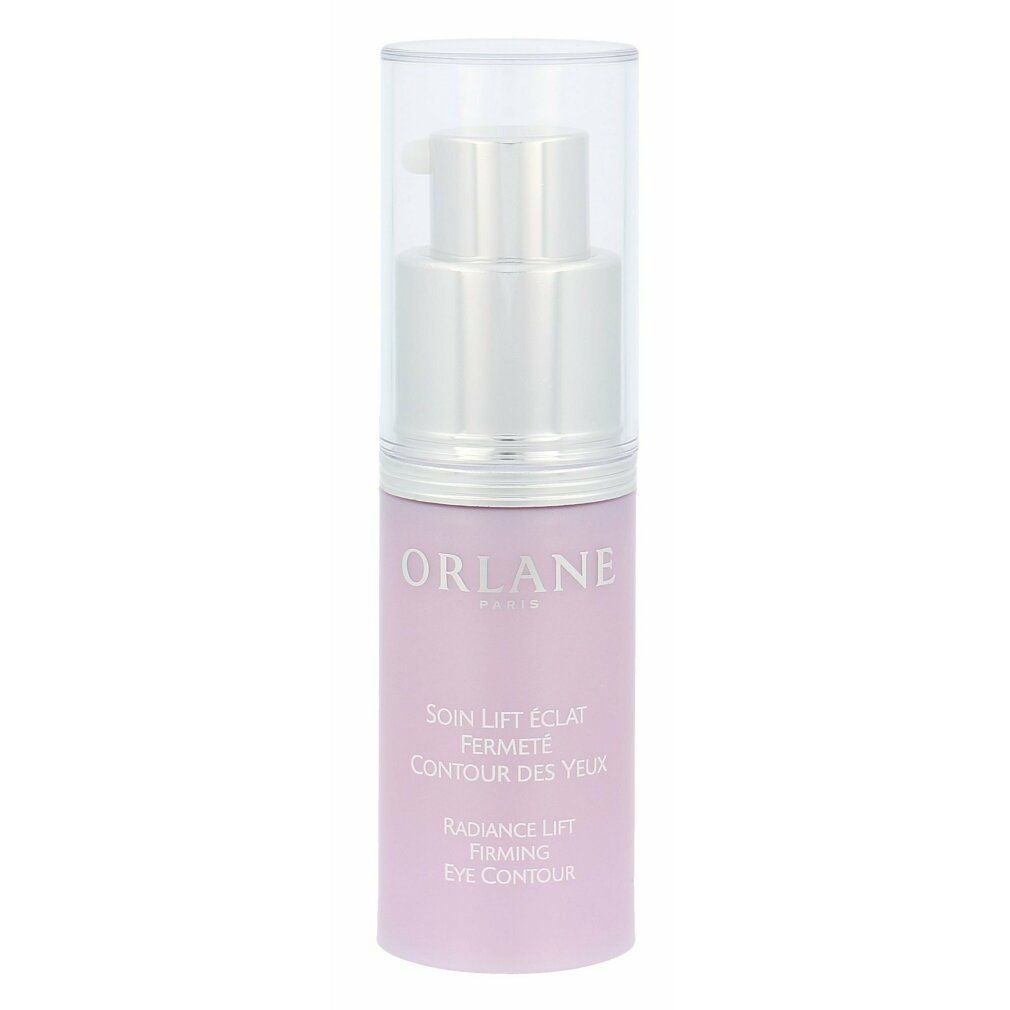 Orlane Radiance Lift Firming Eye Contour. Flacone viola con pompa argentata. Testo: Soin Lift Éclat, Fermeté, Contour des Yeux, Radiance Lift Firming Eye Contour.
