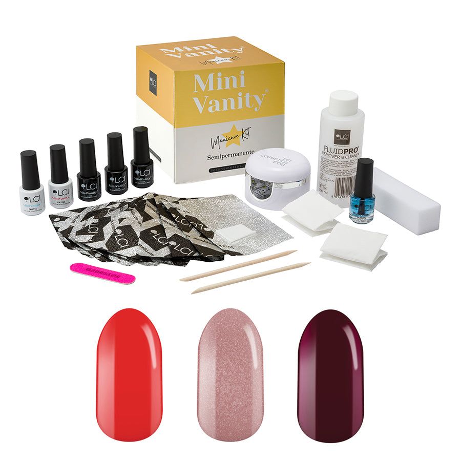 LCI Cosmetics - Kit Portatile MINI VANITY Semipermanente e manicure  LCI - 3 Colori - MUST