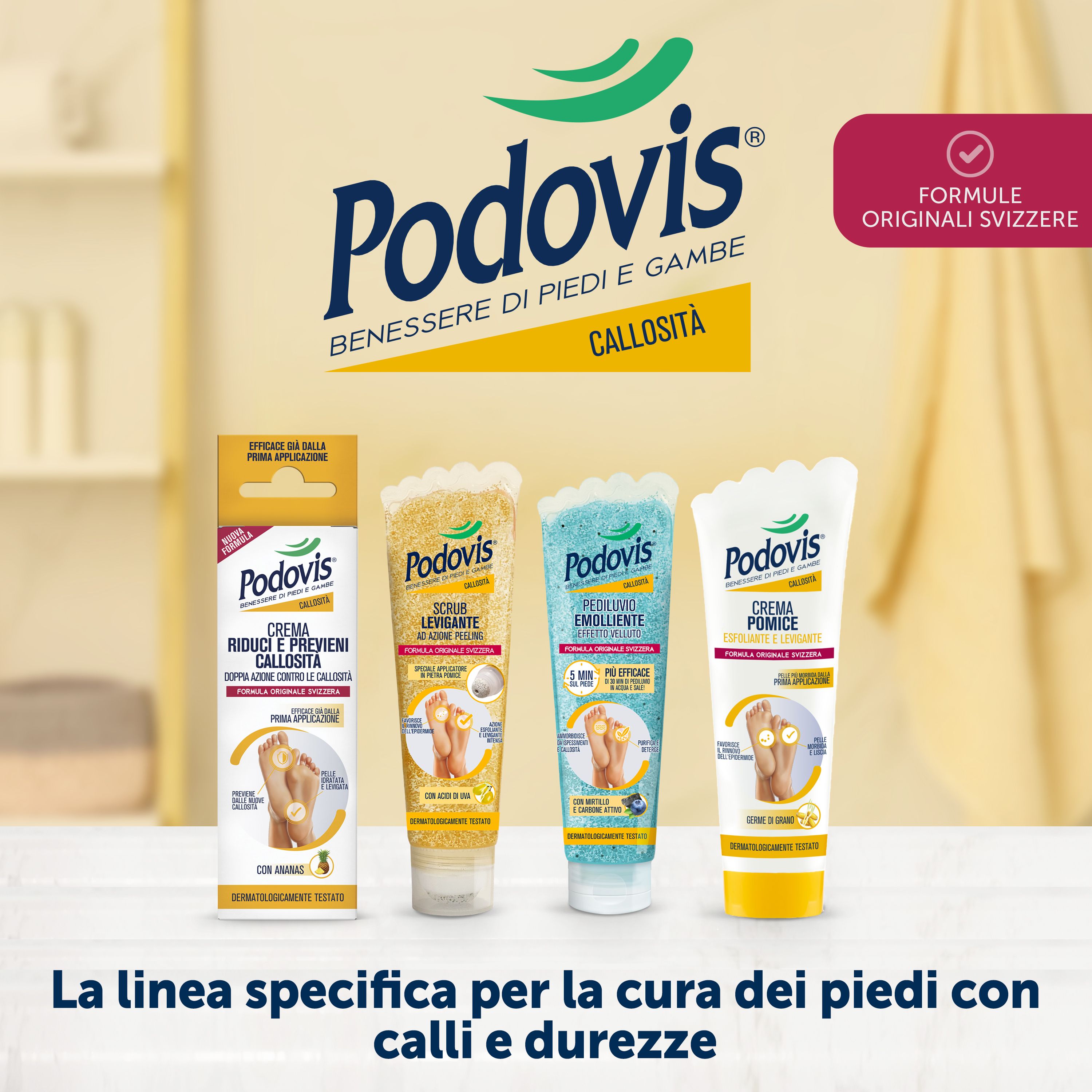 Podovis, Scrub Levigante Peeling, Esfoliante per Piedi,Pelle Morbida, Con Uva Bianca e Papaya,150 ml