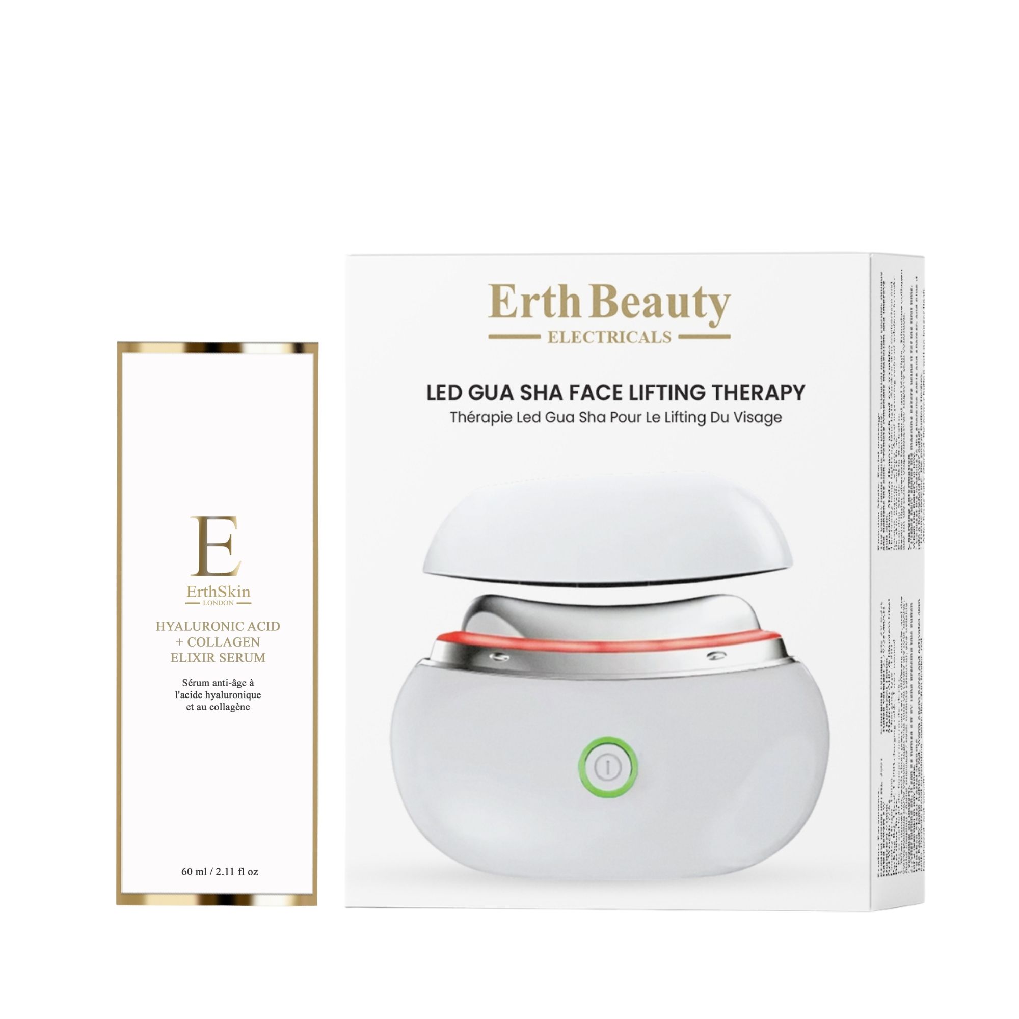 ErthSkin London LED Gua Sha Duo Acido Ialuronico Collagene