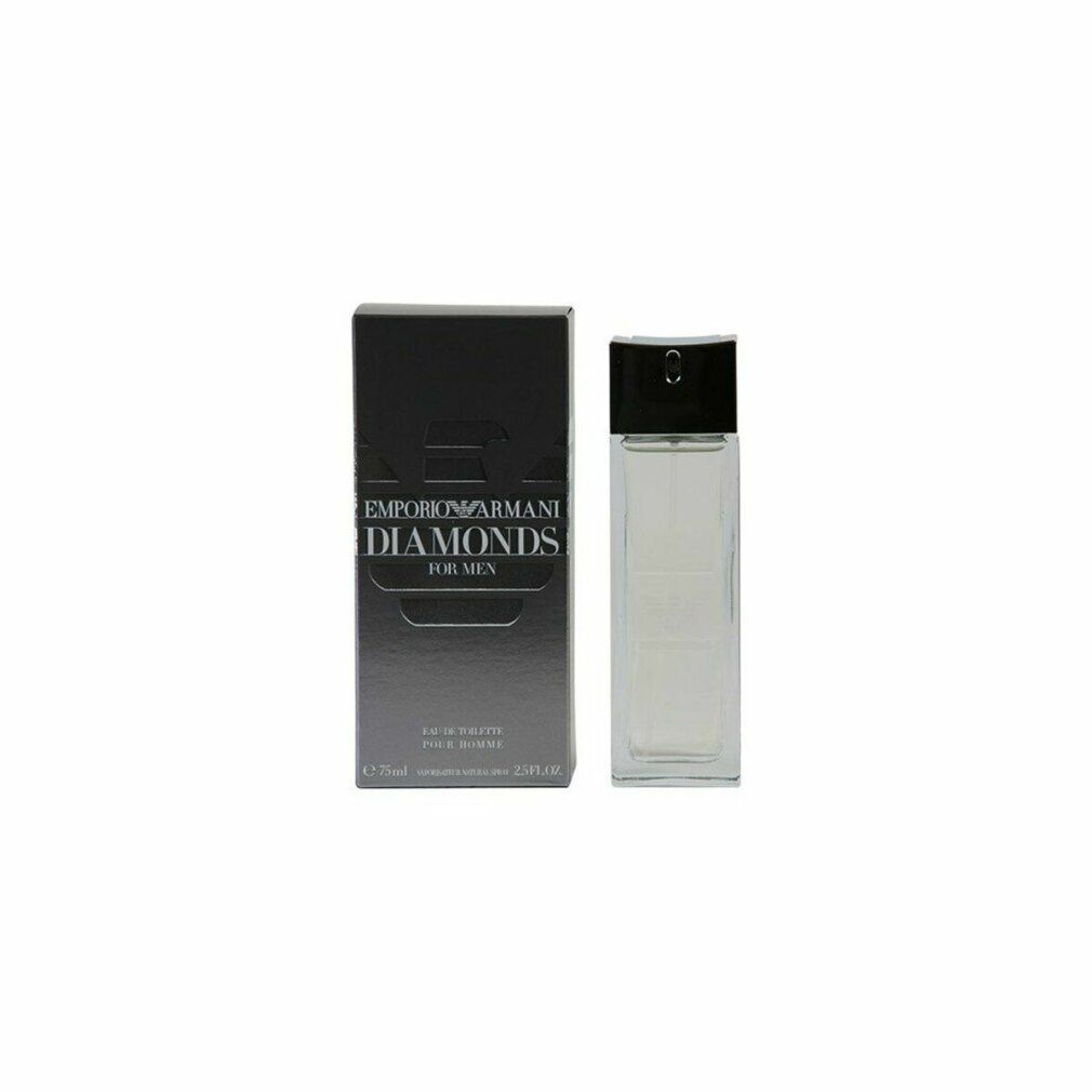 Flacone e confezione di Emporio Armani Diamonds for Men. Confezione nera e flacone rettangolare.