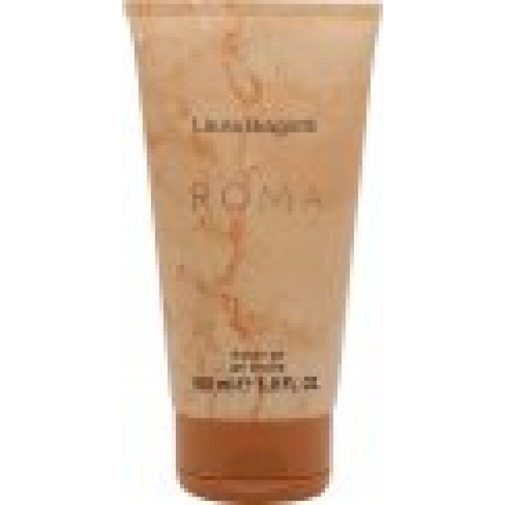 Lozione corpo Laura Biagiotti Roma in tubo color cuoio con motivo marmorizzato. 100 ml.