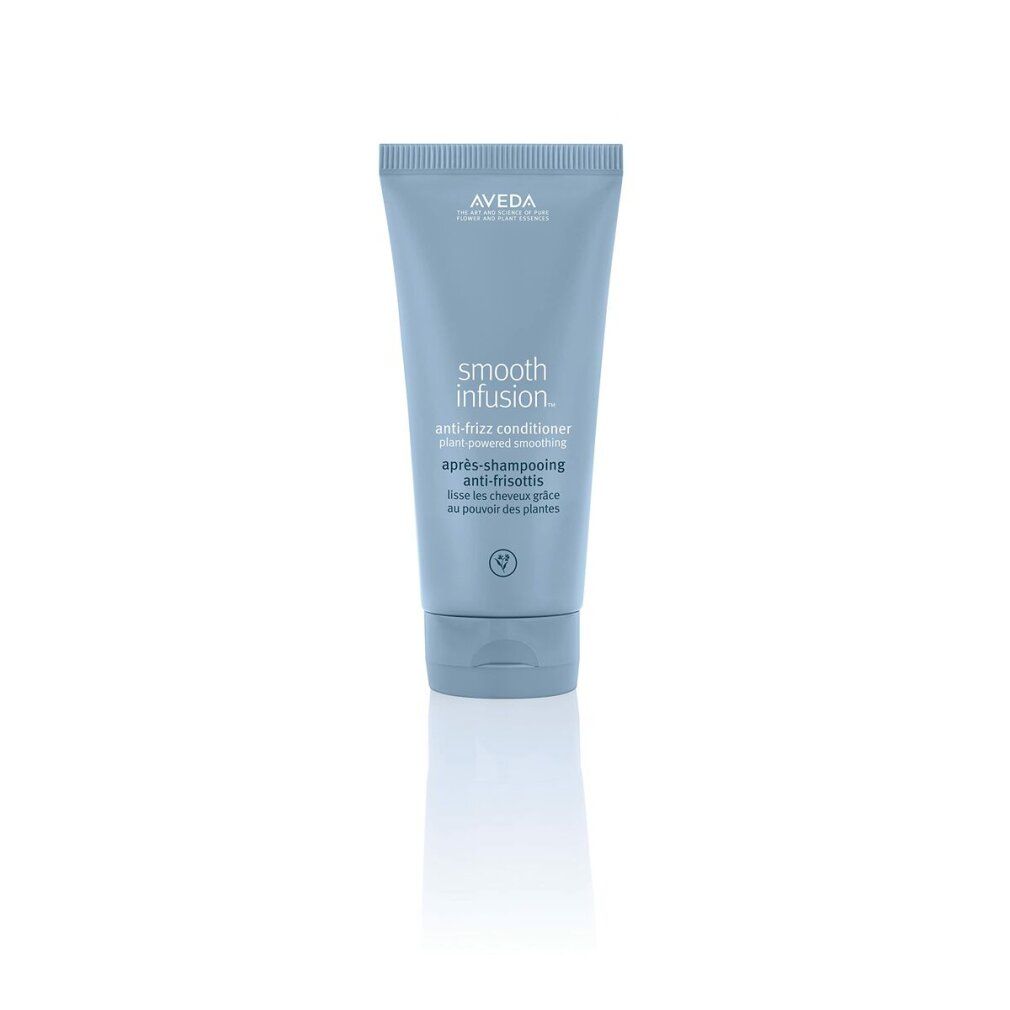 Tubo blu chiaro Aveda Smooth Infusion. Testo: Anti-frizz conditioner après-shampooing anti-frisottis.