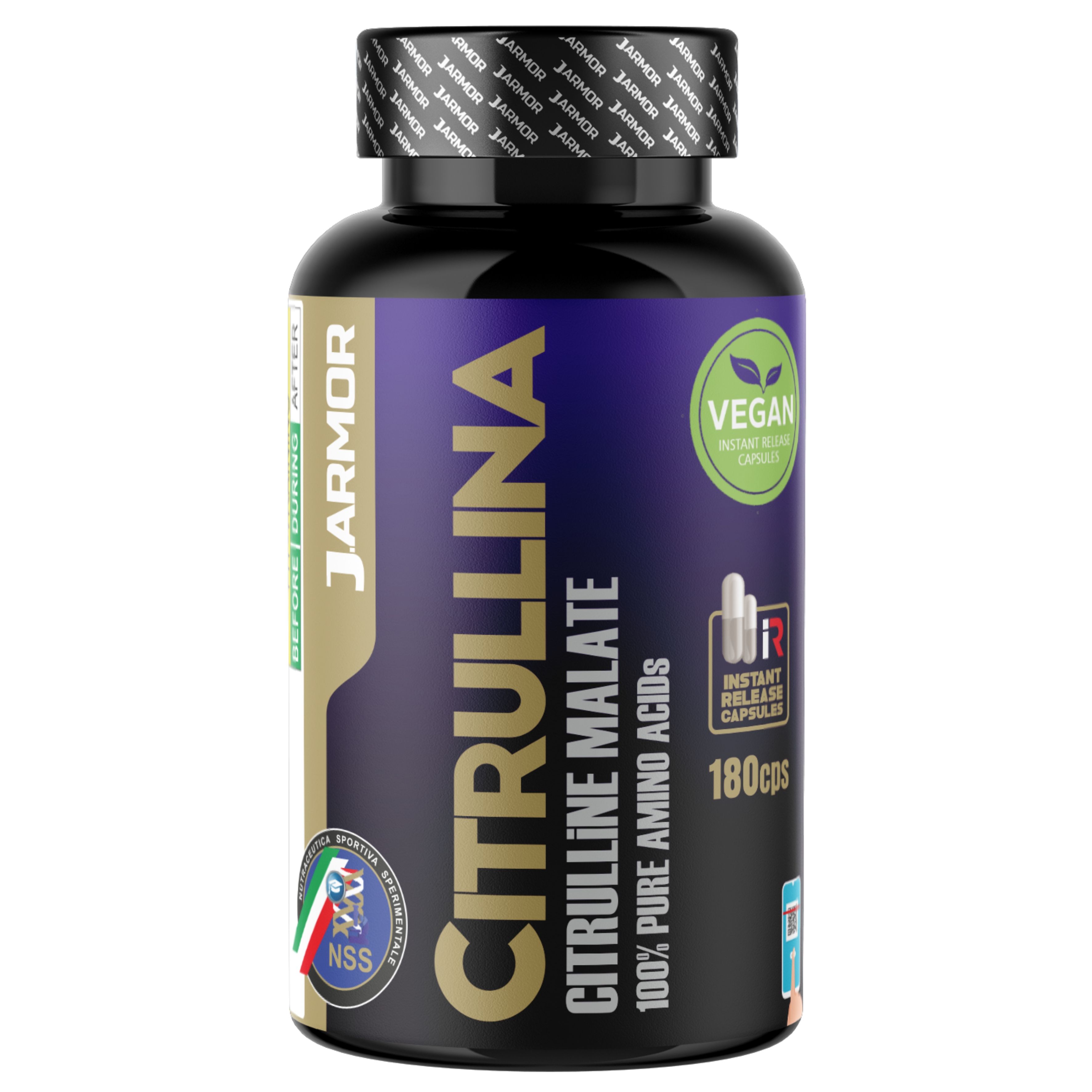 Citrullina Malato 3000 mg 180 Capsule Vegane - Pump e Resistenza J.Armor Pharma