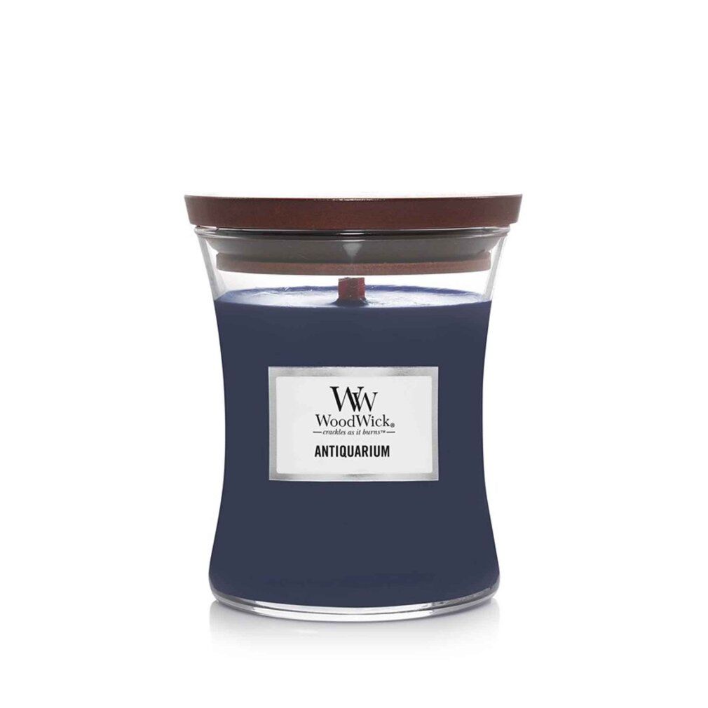 Candela profumata Woodwick Antiquarium con stoppino in legno