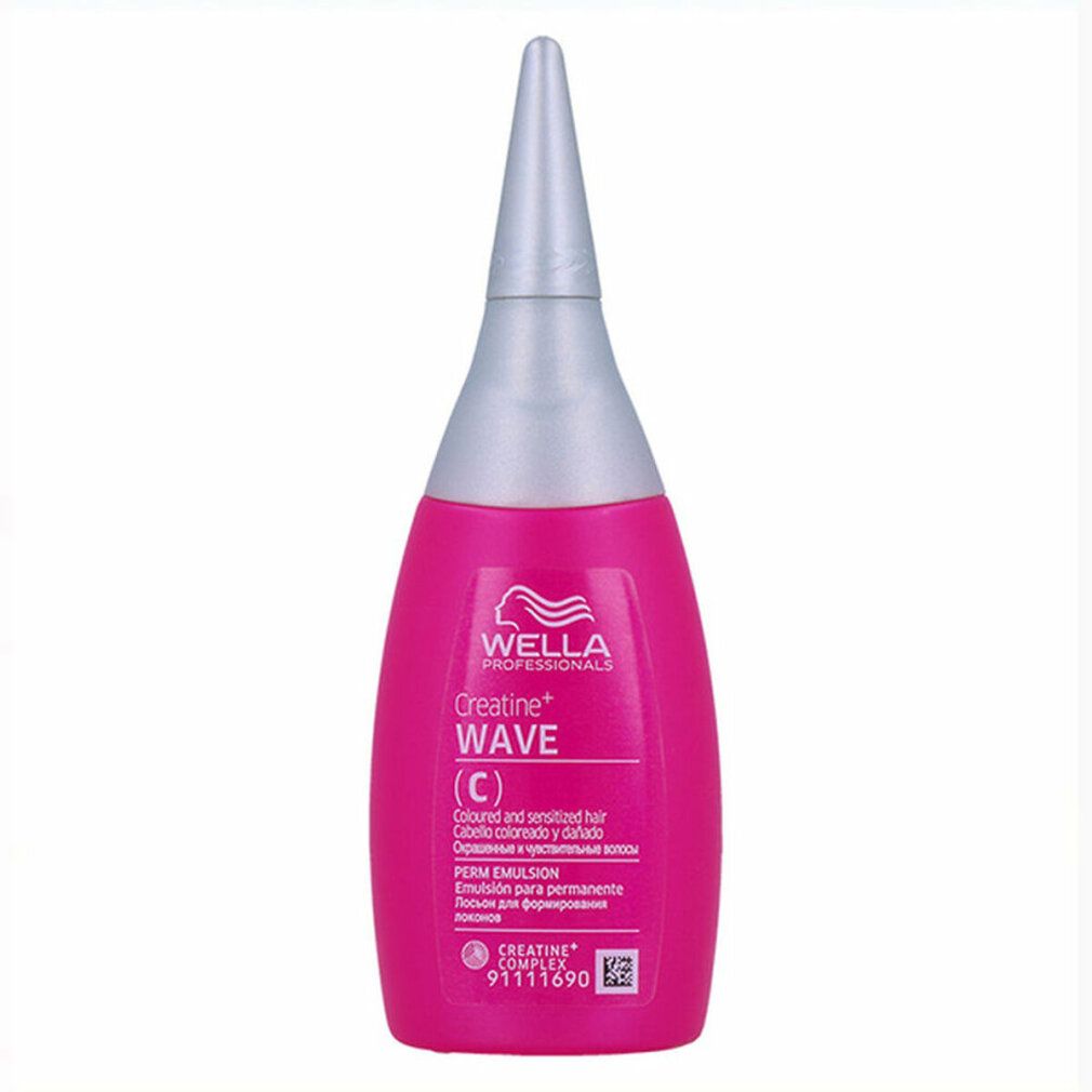 Flacone rosa con punta argentata. Scritta: Wella, Creatine Wave (C), Perm Emulsion.