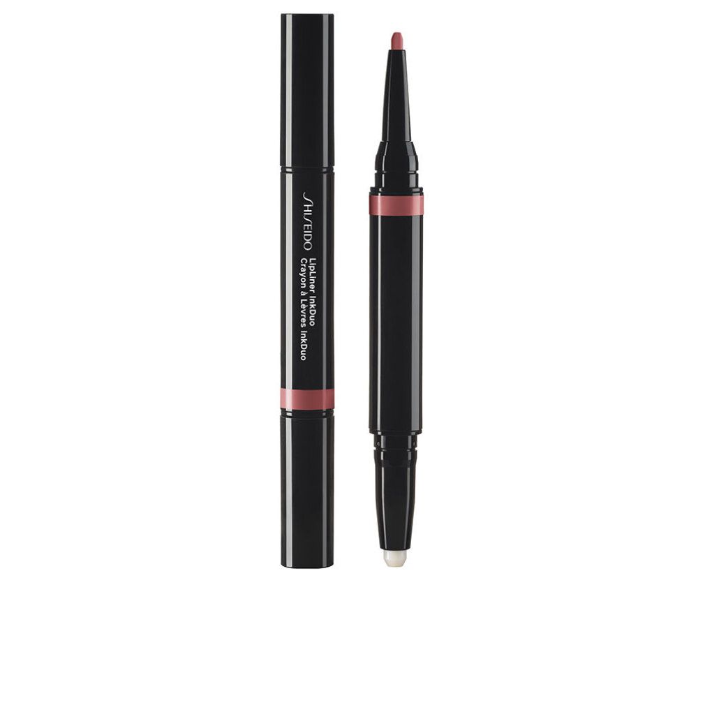 Duo matita labbra nera. Scritta: SHISEIDO Lip Liner Ink Duo 03. Una matita aperta, una chiusa.