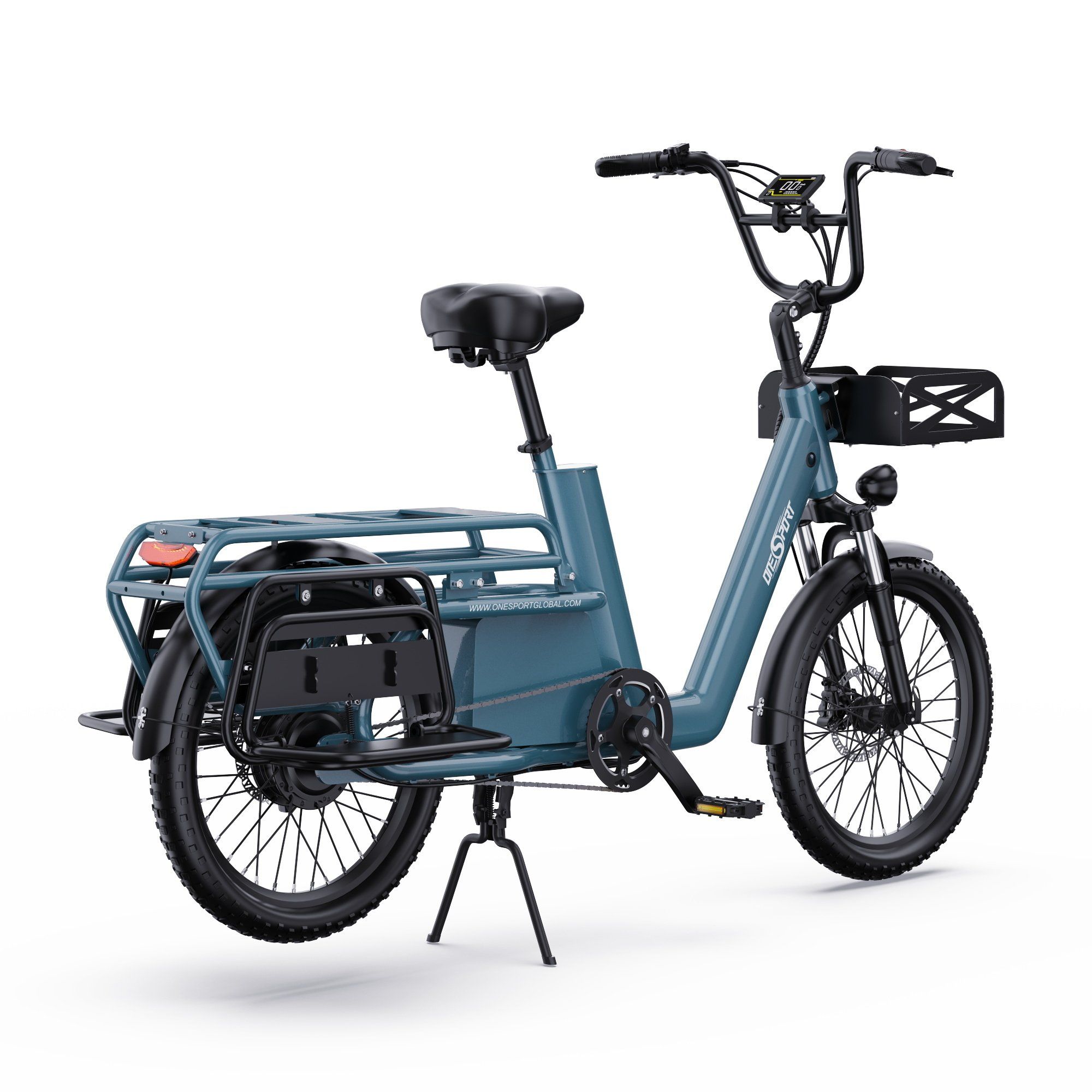 ONESPORT OT01 Bicicletta elettrica cargo Longtail con motore da 650W e batteria da 48V 27Ah