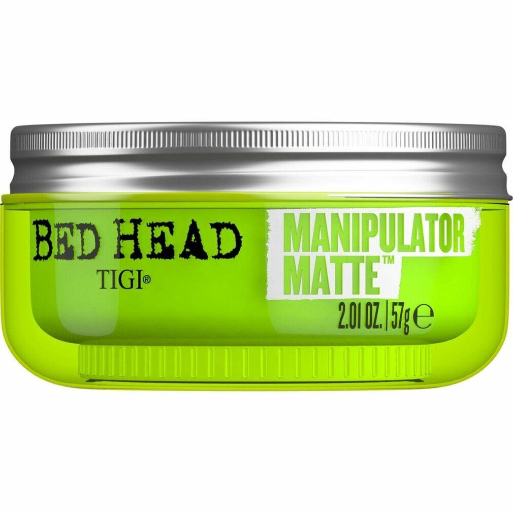 Barattolo verde con coperchio argentato. Scritta: BED HEAD, MANIPULATOR MATTE, TIGI. Peso netto: 57g.