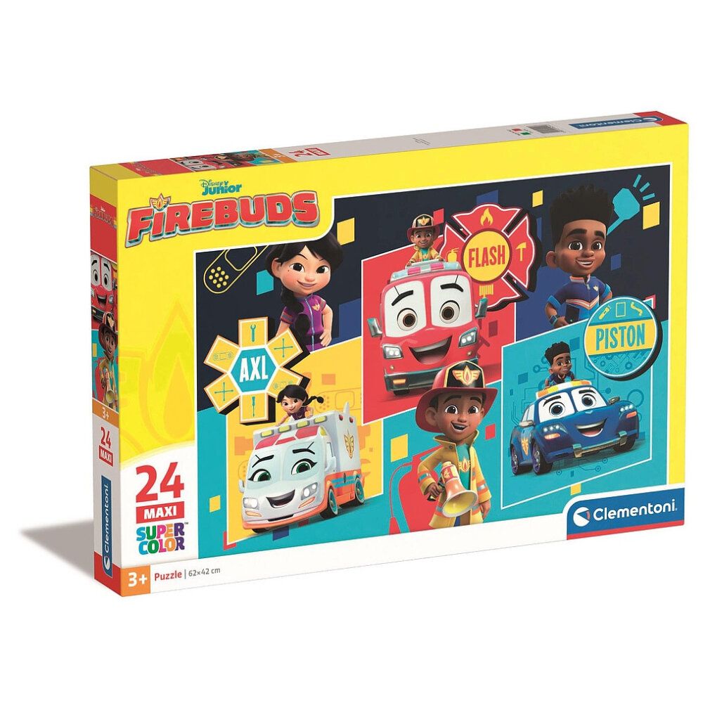 Clementoni Puzzle Feuerknospen maxi, 24 pezzi. Confezione con motivo puzzle, personaggi e veicoli.