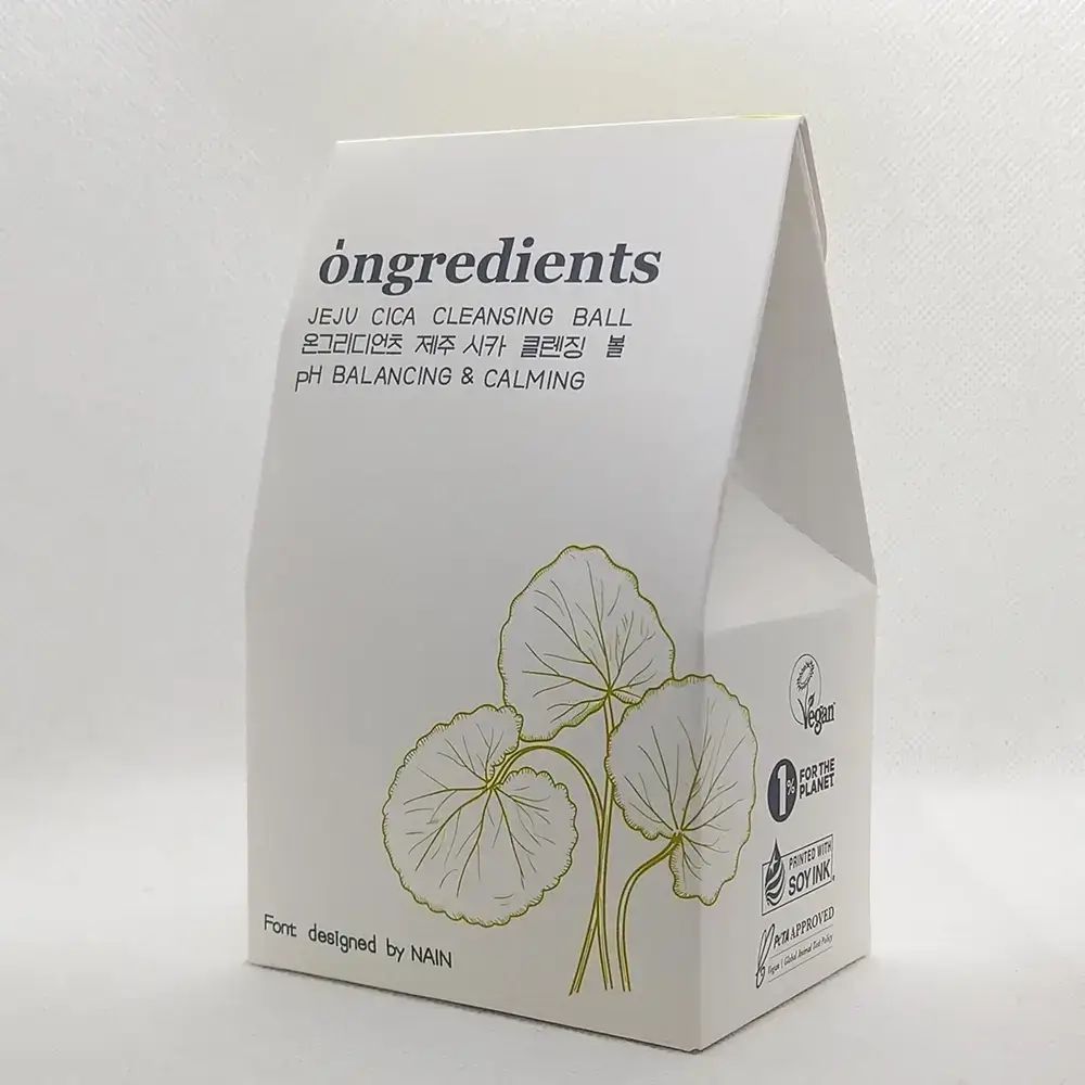 Confezione bianca con nome del prodotto e logo. Sigillo vegano.