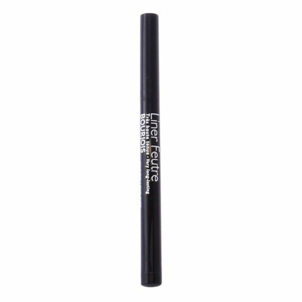 Eyeliner nero a penna. Forma cilindrica. Testo: Bourjois, Liner Feutre, Très haute tenue, Very long-lasting.