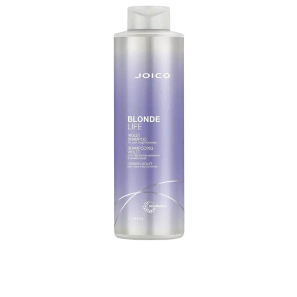 Flacone argentato con etichetta viola per JOICO BLONDE LIFE VIOLET SHAMPOO.