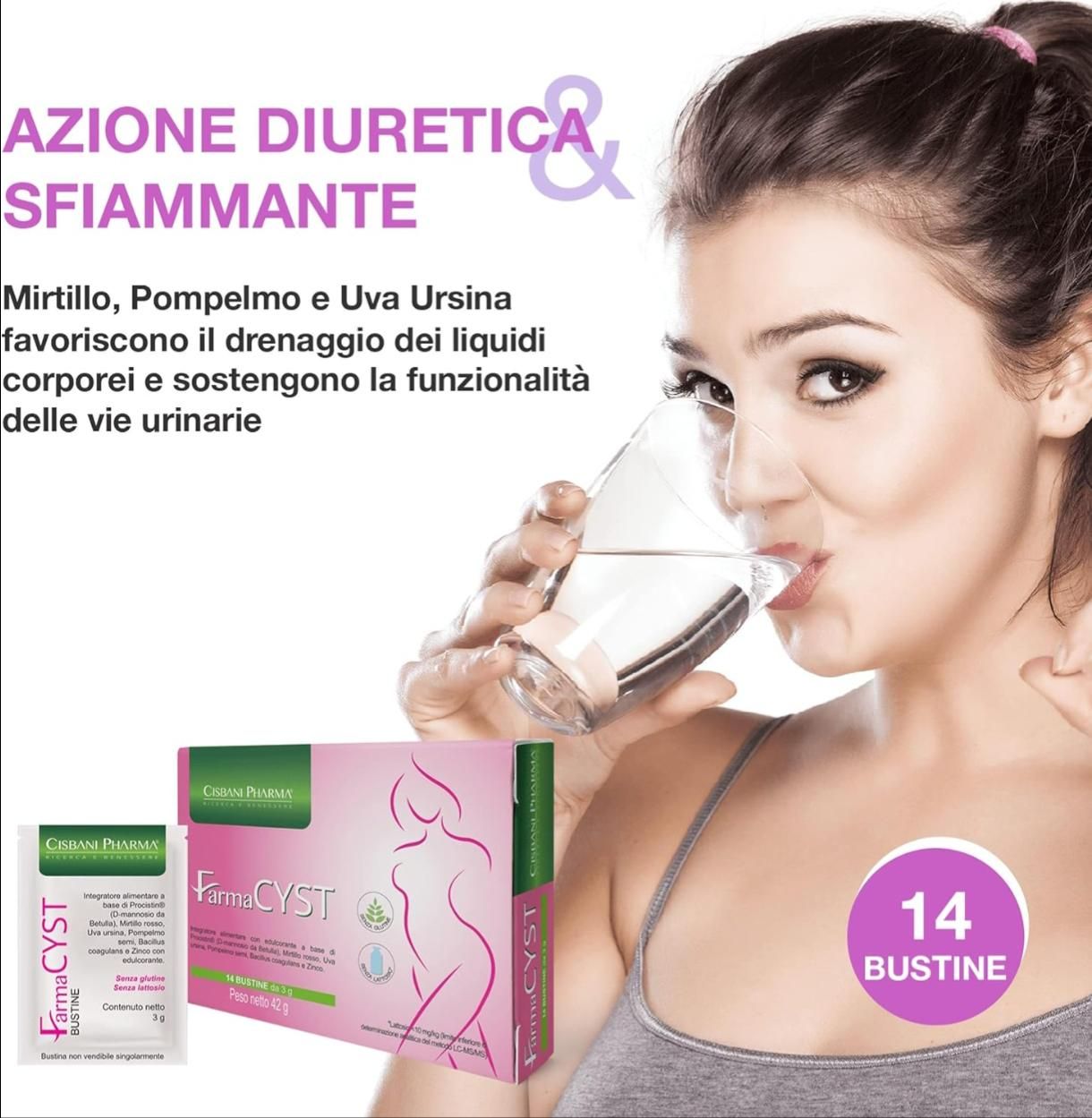 Cisbani Pharma Farmacyst 14 bustine - Integratore per Vie Urinarie con D Mannosio