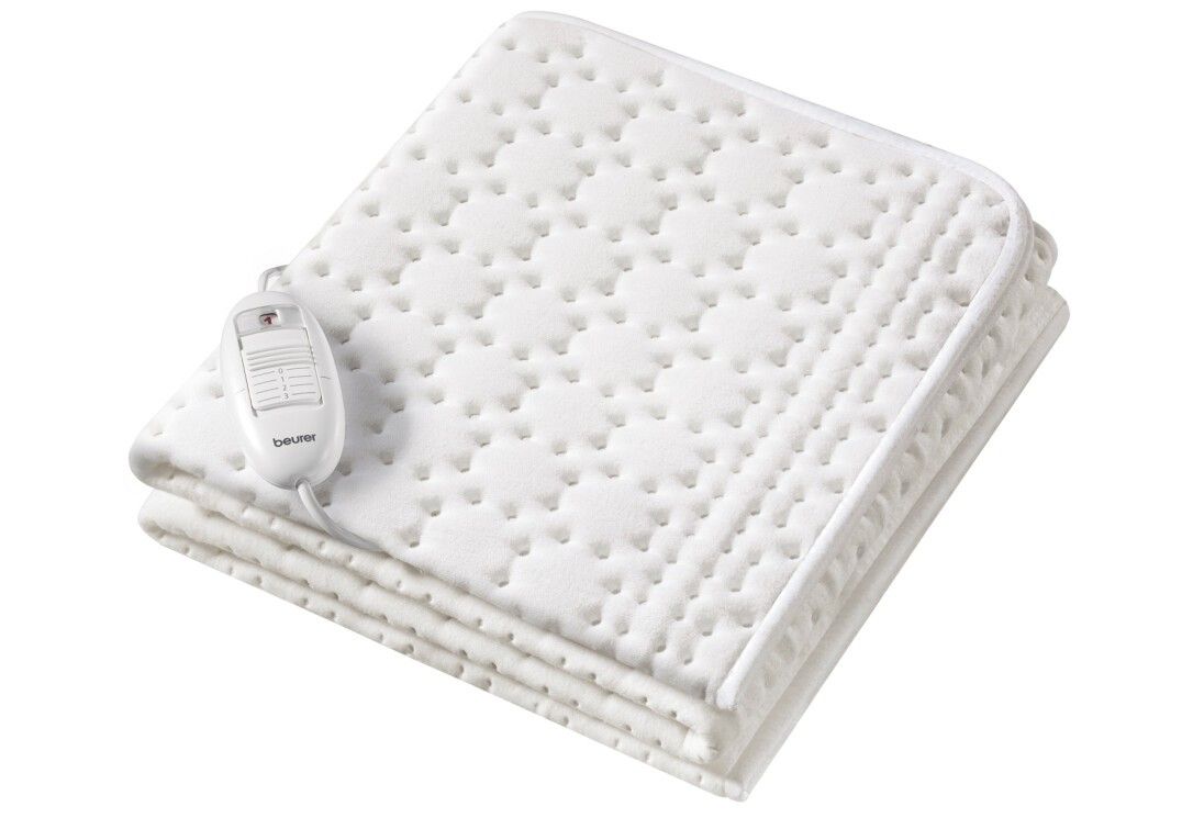 Sottocoperta termico bianco, piegato. Con controllo e logo.