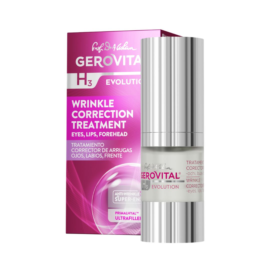 Gerovital Trattamento Correttore Rughe Occhi, Labbra e Fronte con Acido ialuronico, 15 ml