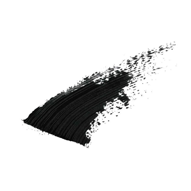 Traccia di mascara nero su sfondo bianco.