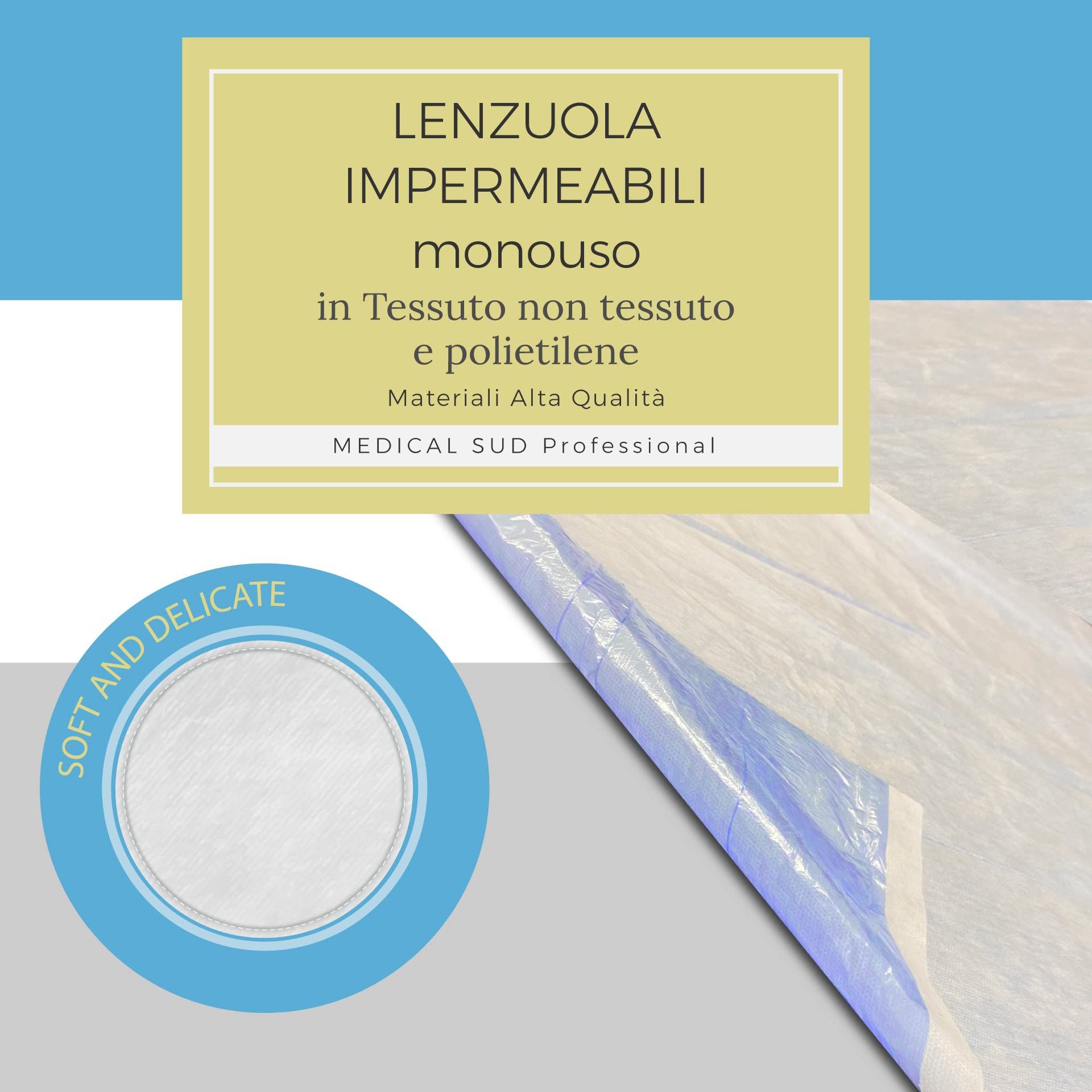 Medical Sud Lenzuola Monouso Impermeabile in Tessuto non tessuto e Polietilene cm 140/240