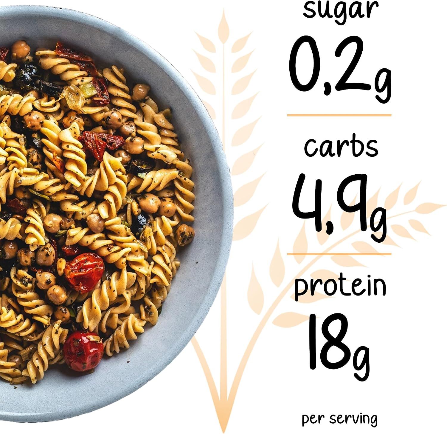 Pasta Keto Fusilli informazioni nutrizionali per 100g e 50g.