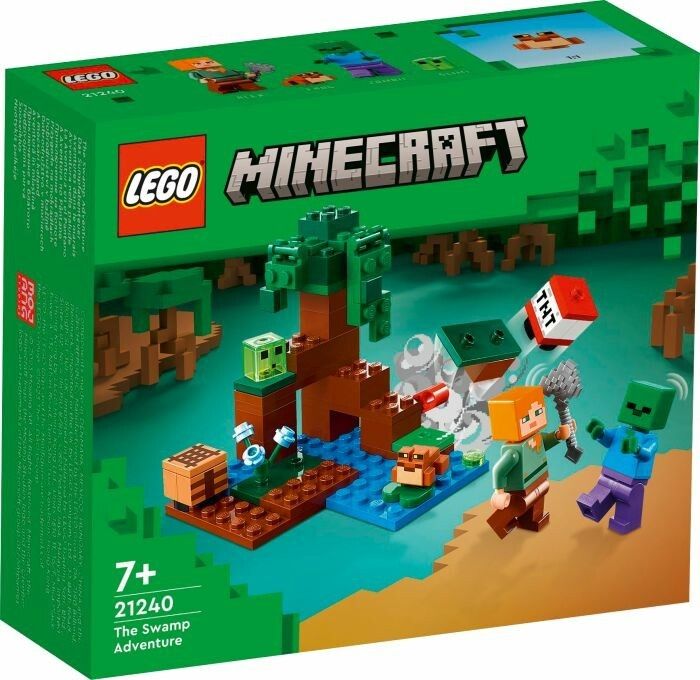LEGO Minecraft 21240 Avventura nella Palude, Modellino da Costruire con Personaggi di Alex e Zombie