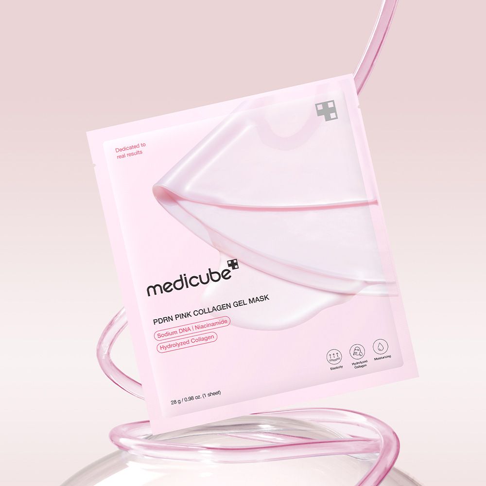Confezione Medicube PDRN Pink Collagen Gel Mask con Sodium DNA e Collagene Idrolizzato.