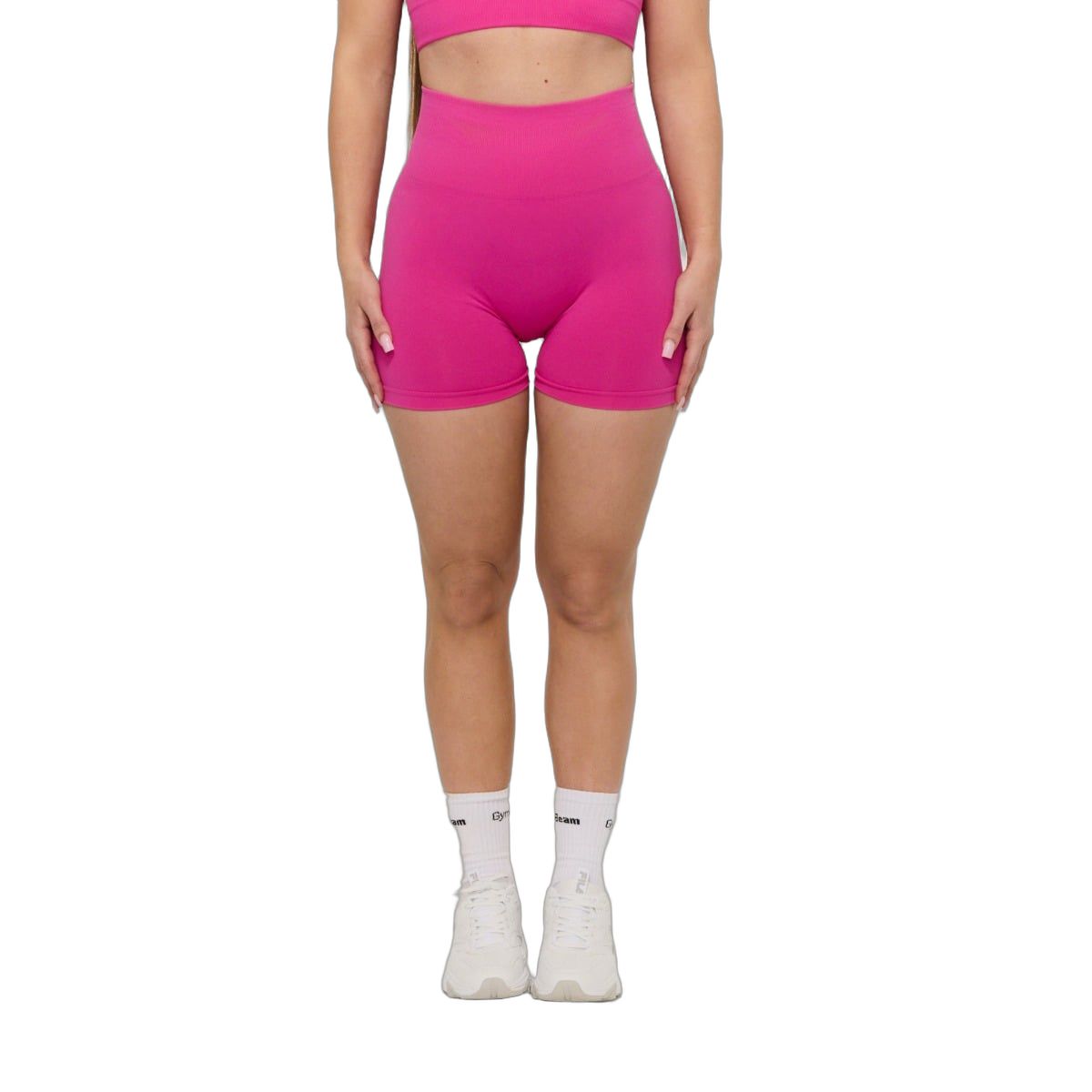 GymBeam Pantaloncini donna Sculpt Seamless a vita alta in nylon rosa