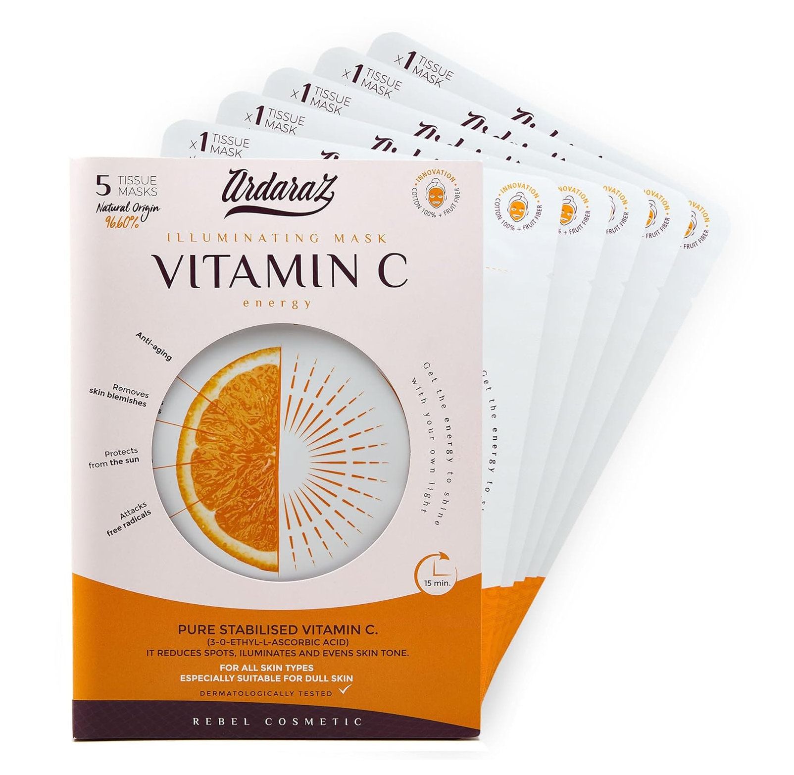 Maschera viso Ardaraz illuminante e anti-macchie con vitamina C