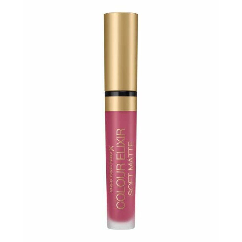 Rossetto rosa con tappo dorato. Scritta: Colour Elixir Soft Matte.
