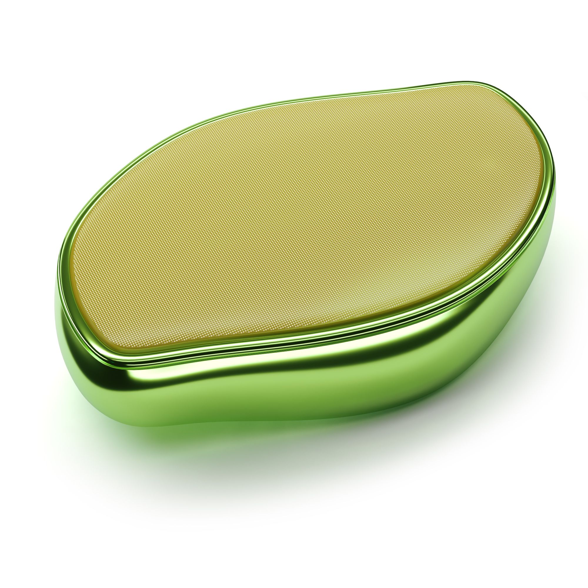 Rasoio AILORIA GLISSETTE verde con superficie dorata. Il prodotto ha una forma ovale.