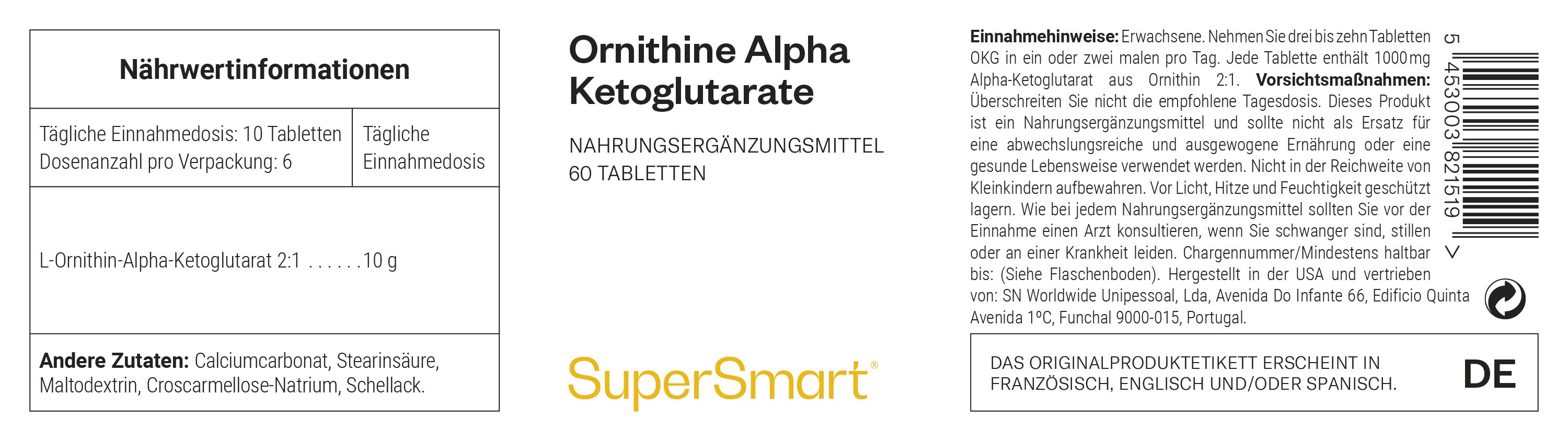 Integratore alimentare Ornitina Alfa Chetoglutarato, 60 compresse.