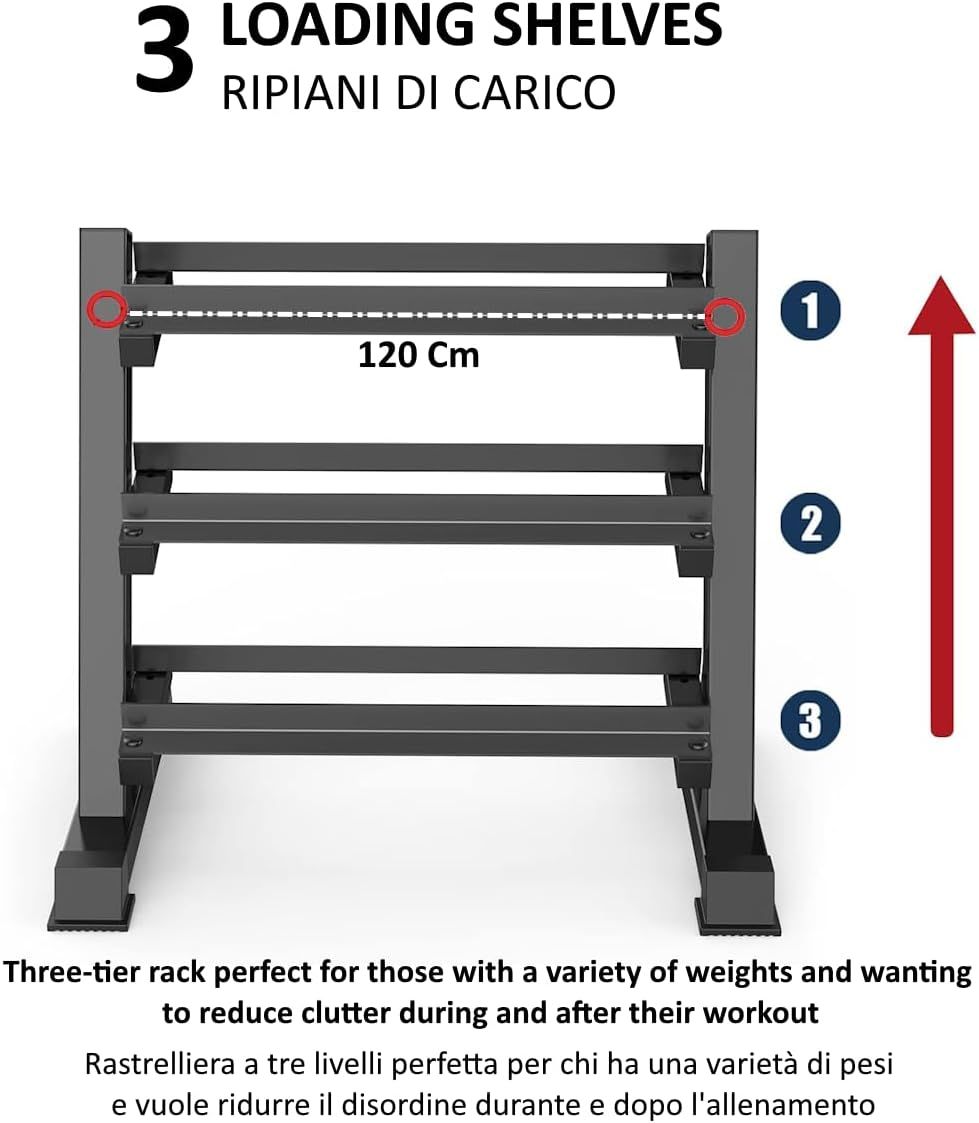 FFitness Rastrelliera per Manubri 3 Livelli Supporto Porta Pesi FF