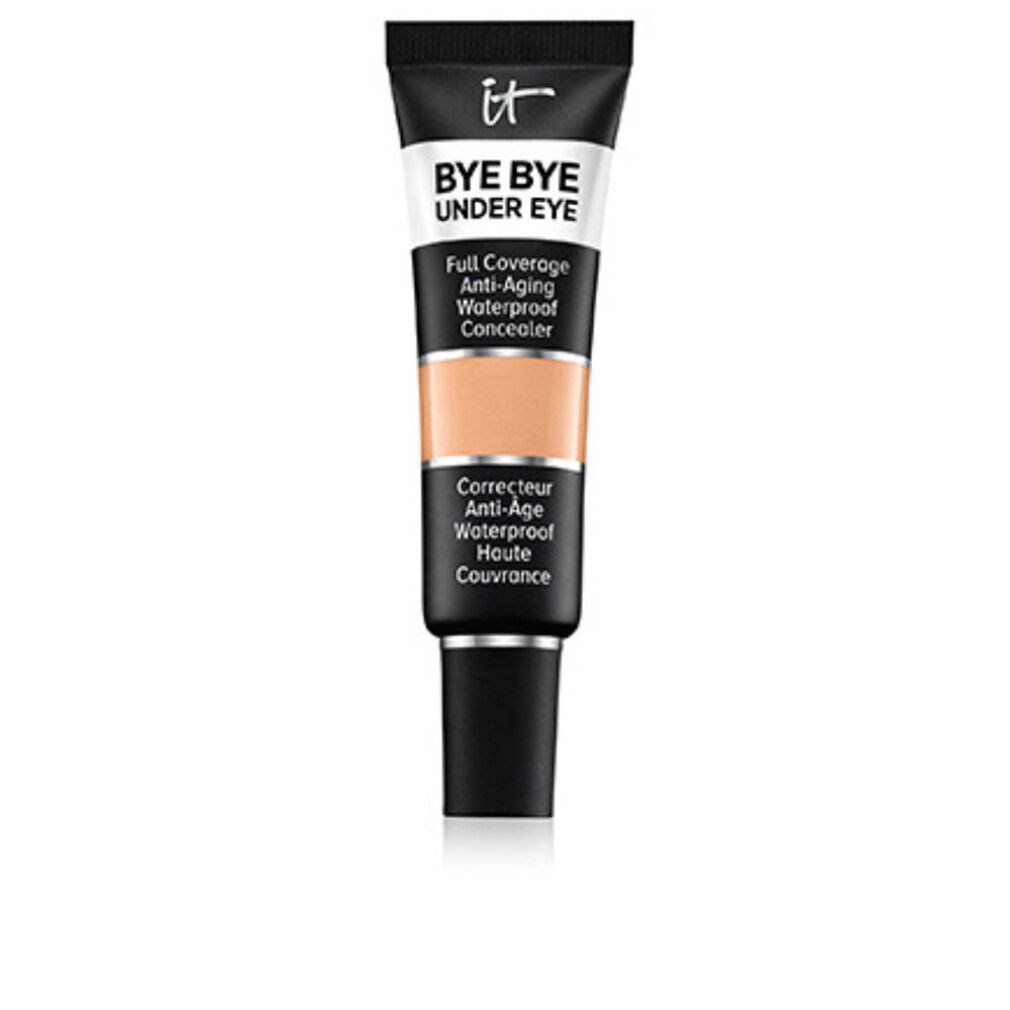 Tubo correttore, nero, bianco e beige. Scritta: IT, BYE BYE UNDER EYE, Full Coverage, Anti-Aging, Waterproof Concealer. Tonalità: Medium Bronze.