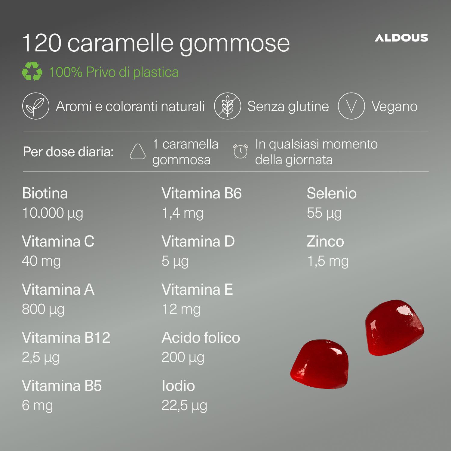 Aldous - Biotina Gummies - Capelli, Pelle, Unghie