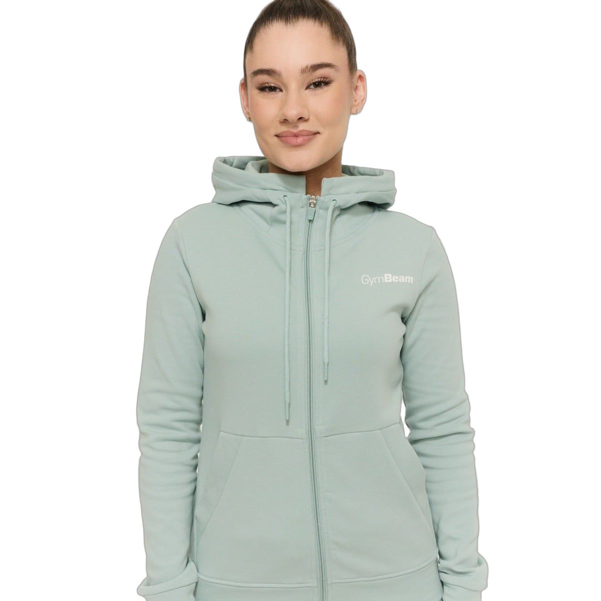 GymBeam Felpa con cappuccio e zip da donna regular Limitless Eucalypt