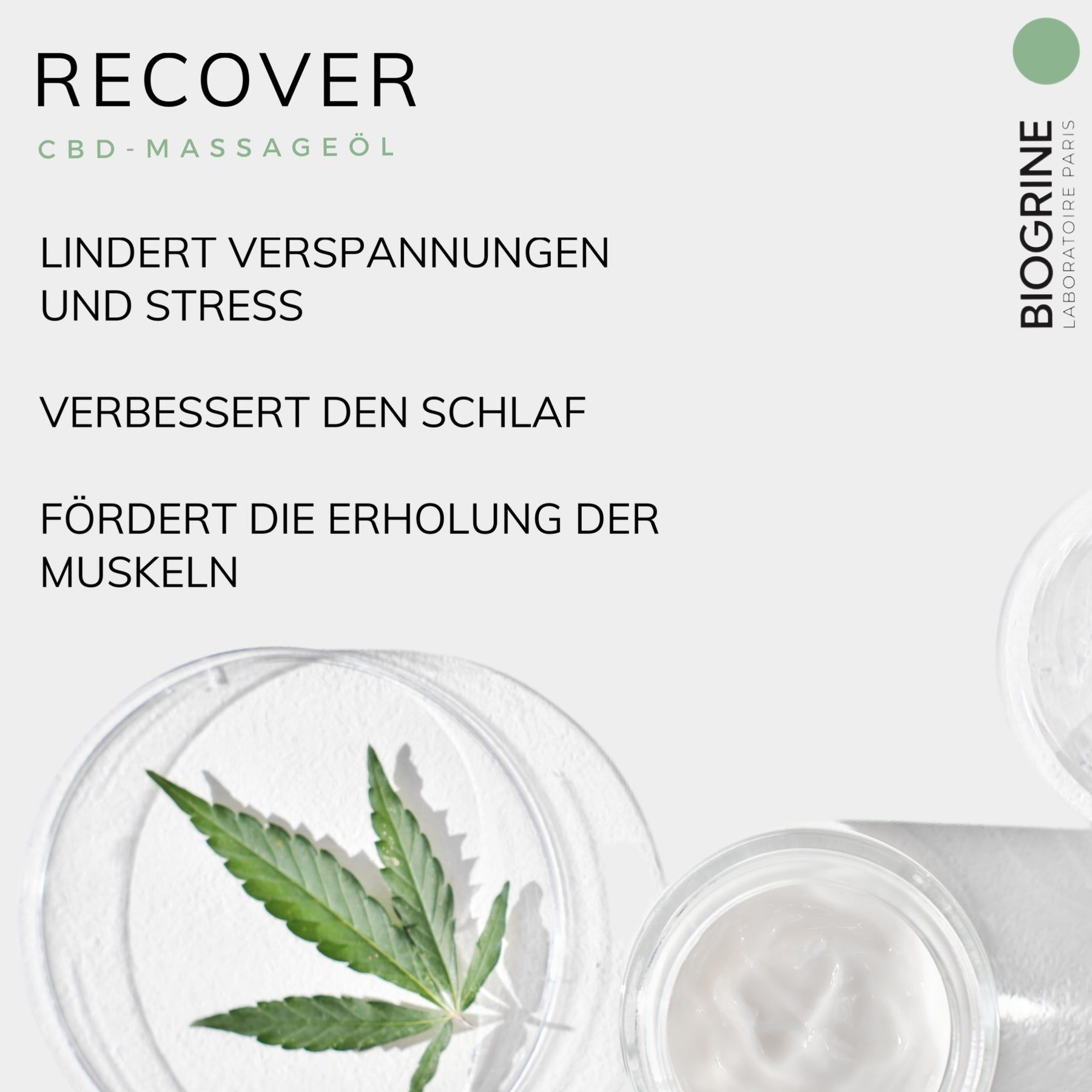BIOGRINE Olio da massaggio "RECOVER" – CBD e bergamotto