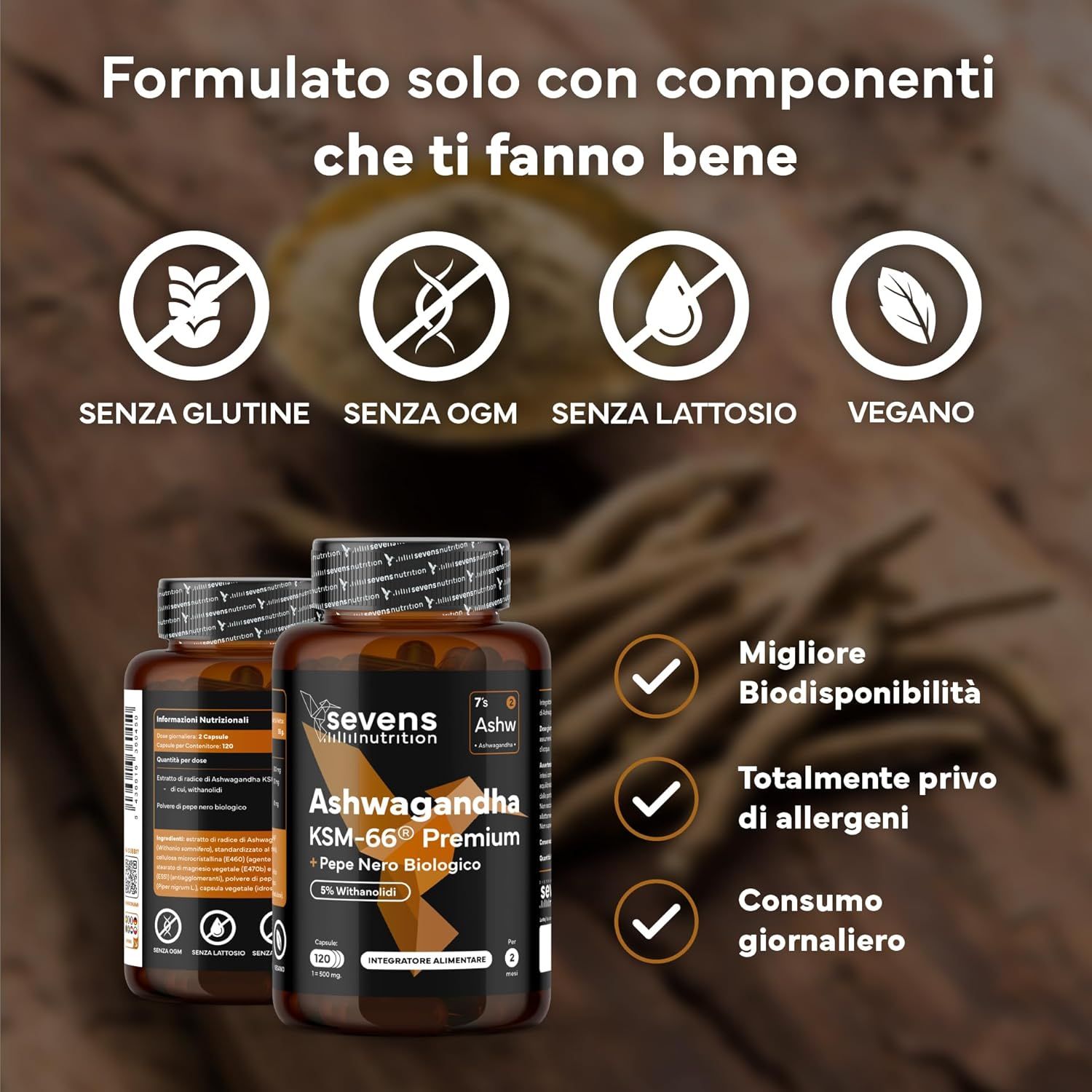SEVENS NUTRITION Capsule di Ashwagandha