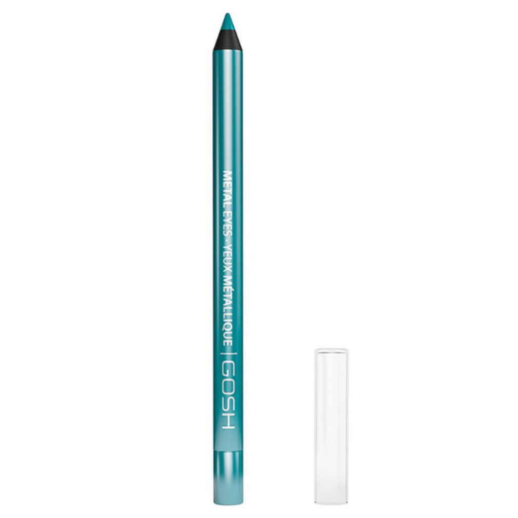 Gosh Metal Eyes Waterproof Eyeliner 005 Turquoise con cappuccio trasparente.
