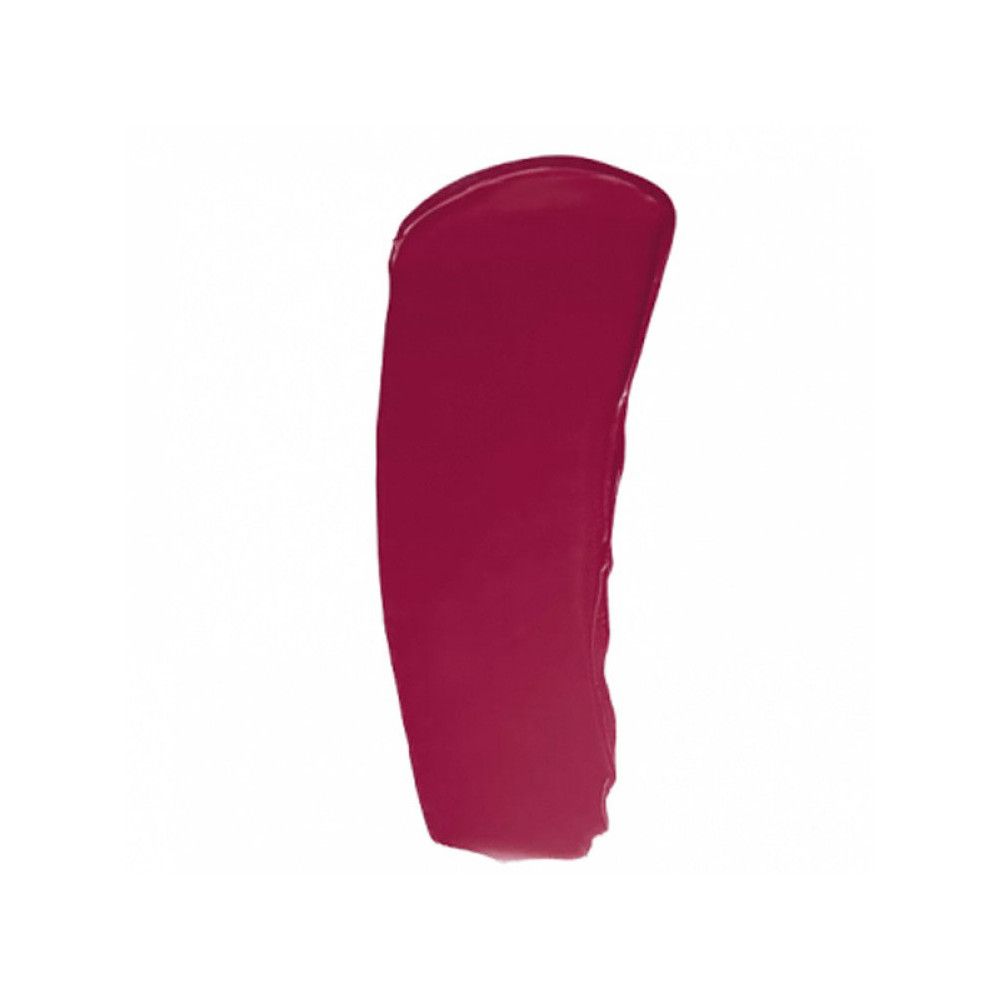 Campione di rossetto magenta. Texture liscia, su sfondo chiaro.