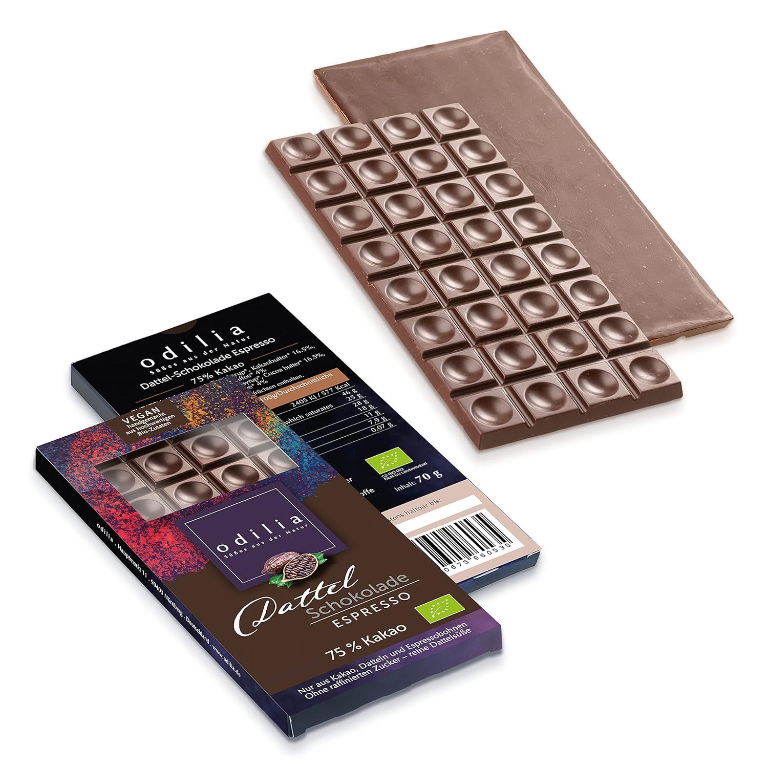 odilia Cioccolato biologico ai datteri con espresso