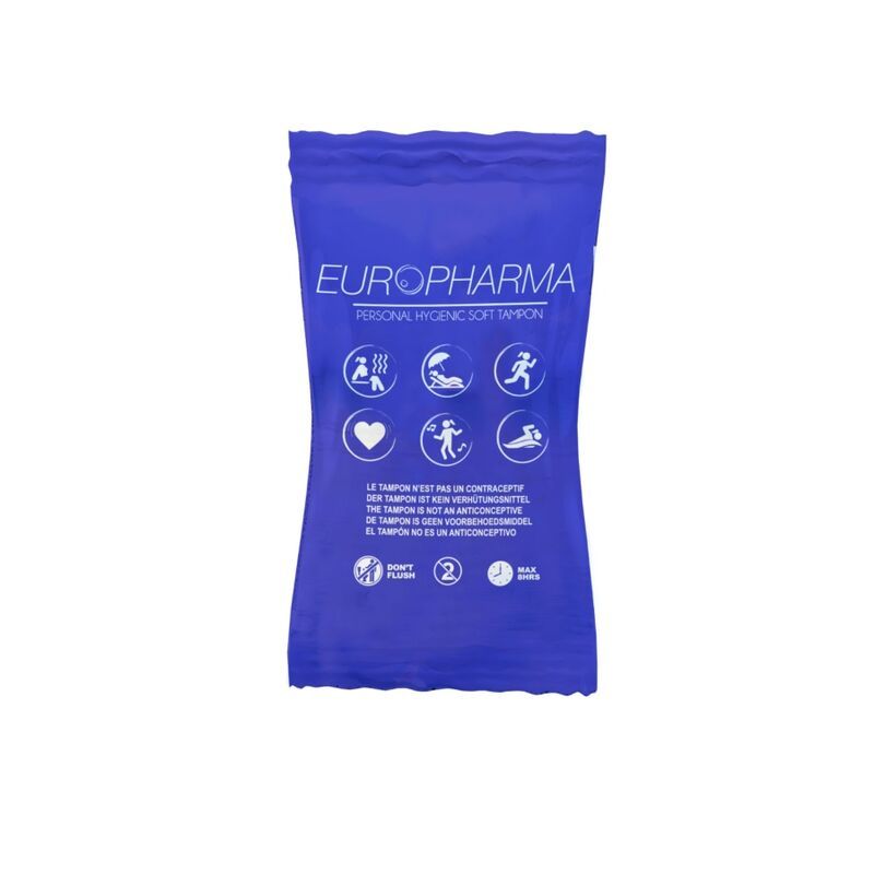 Confezione di tamponi Europharma, 6 pezzi, con simboli per varie attività.