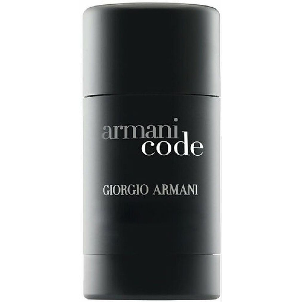Deodorante stick nero. Scritta: ARMANI code, GIORGIO ARMANI.