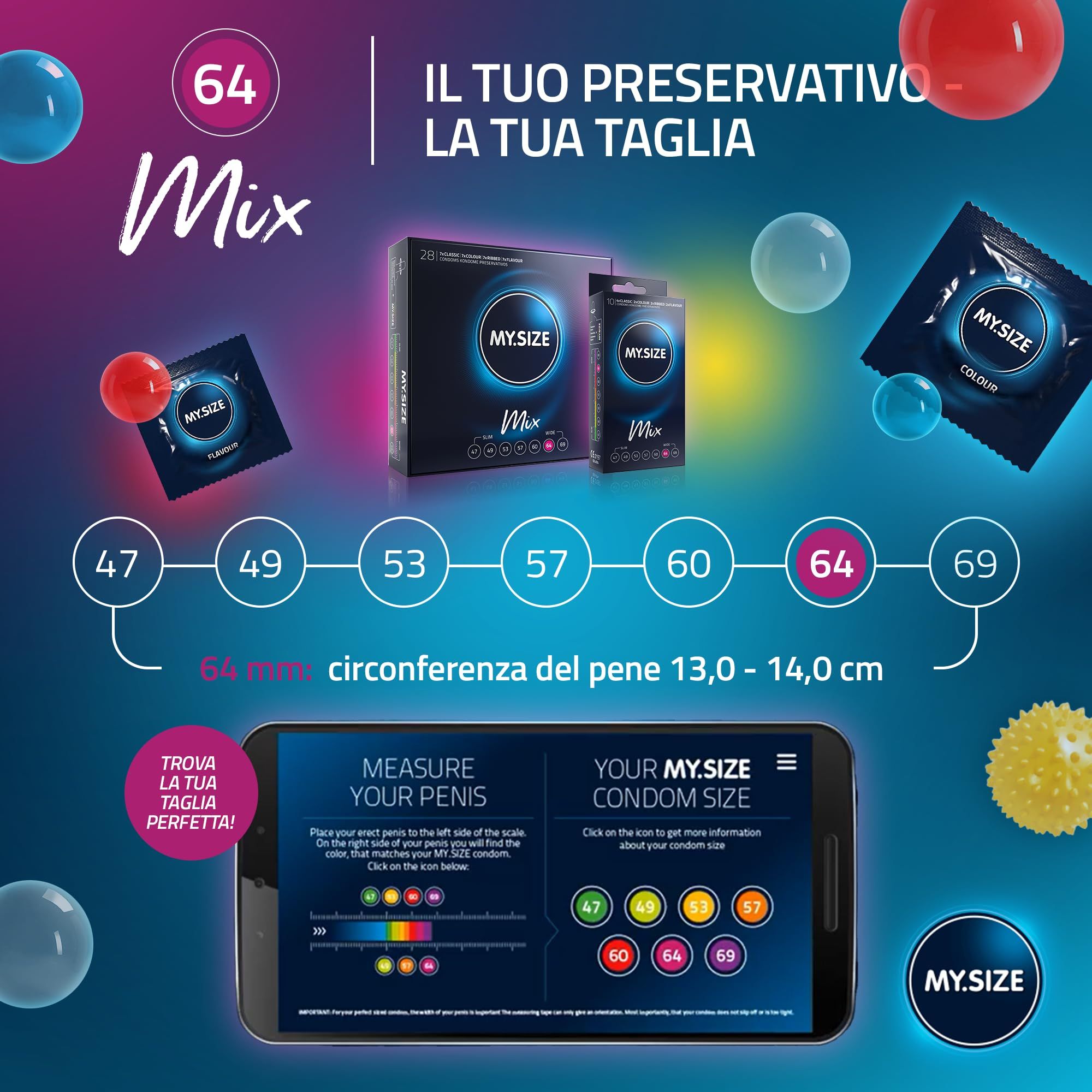 MY.SIZE Mix Set Preservativi Taglia 6 64mm