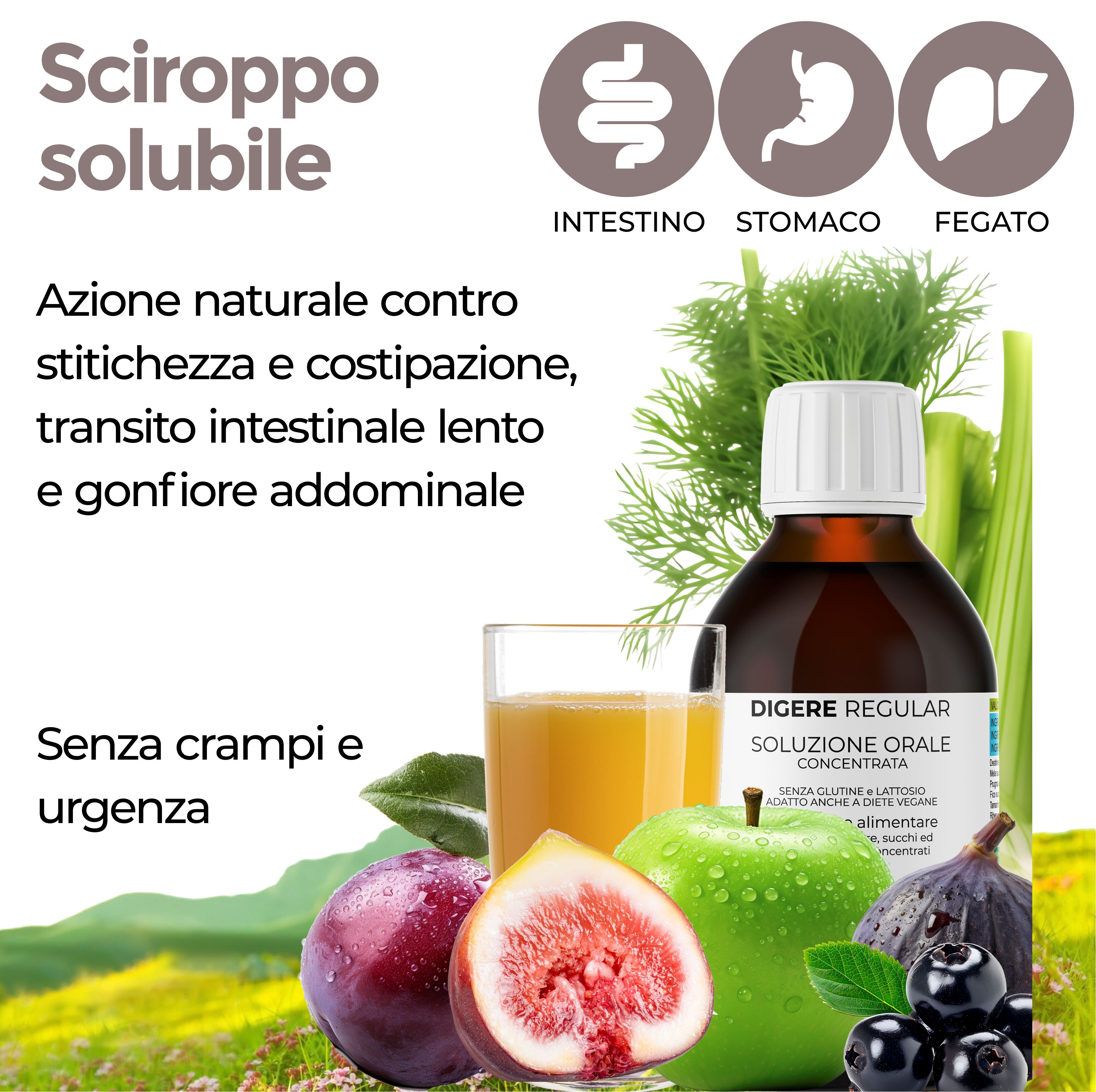 Lassativo Naturale 200ml - Delicato, Senza Dolori Addominali - Prugna, Finocchio e Tamarindo