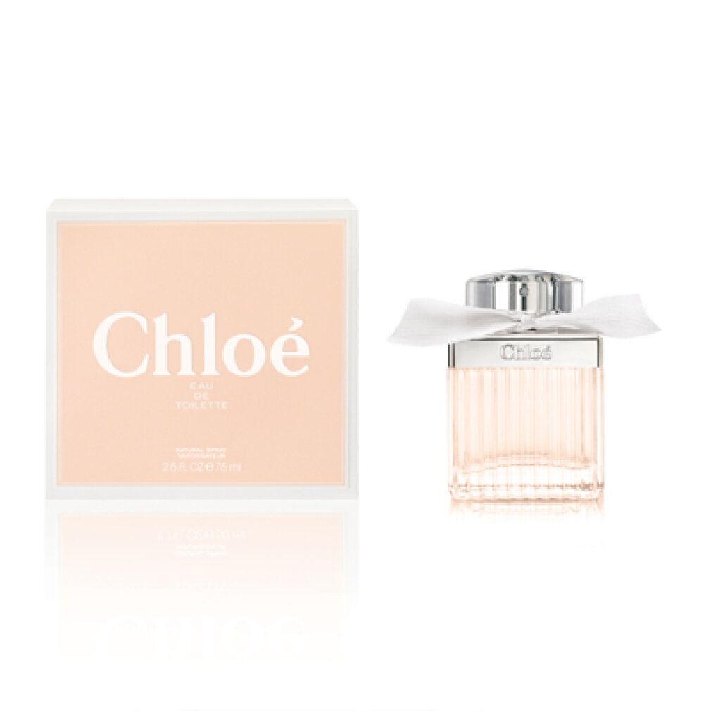 Chloé Eau de Toilette 2015 con confezione. Flacone e scatola. Flacone, tappo argento, fiocco bianco. Scatola rosa.