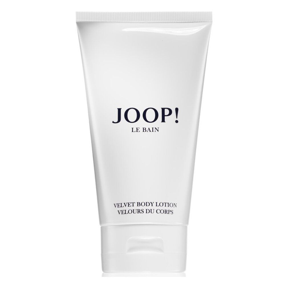 Tubo bianco. JOOP! Le Bain. Velvet Body Lotion. Scritta blu-nera. Confezione del prodotto.