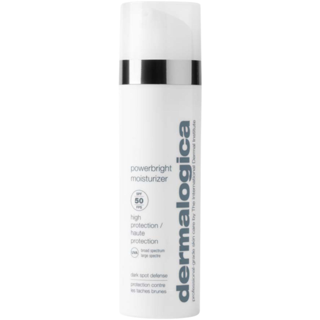 Flacone Dermalogica PowerBright Moisturizer SPF 50 con erogatore.