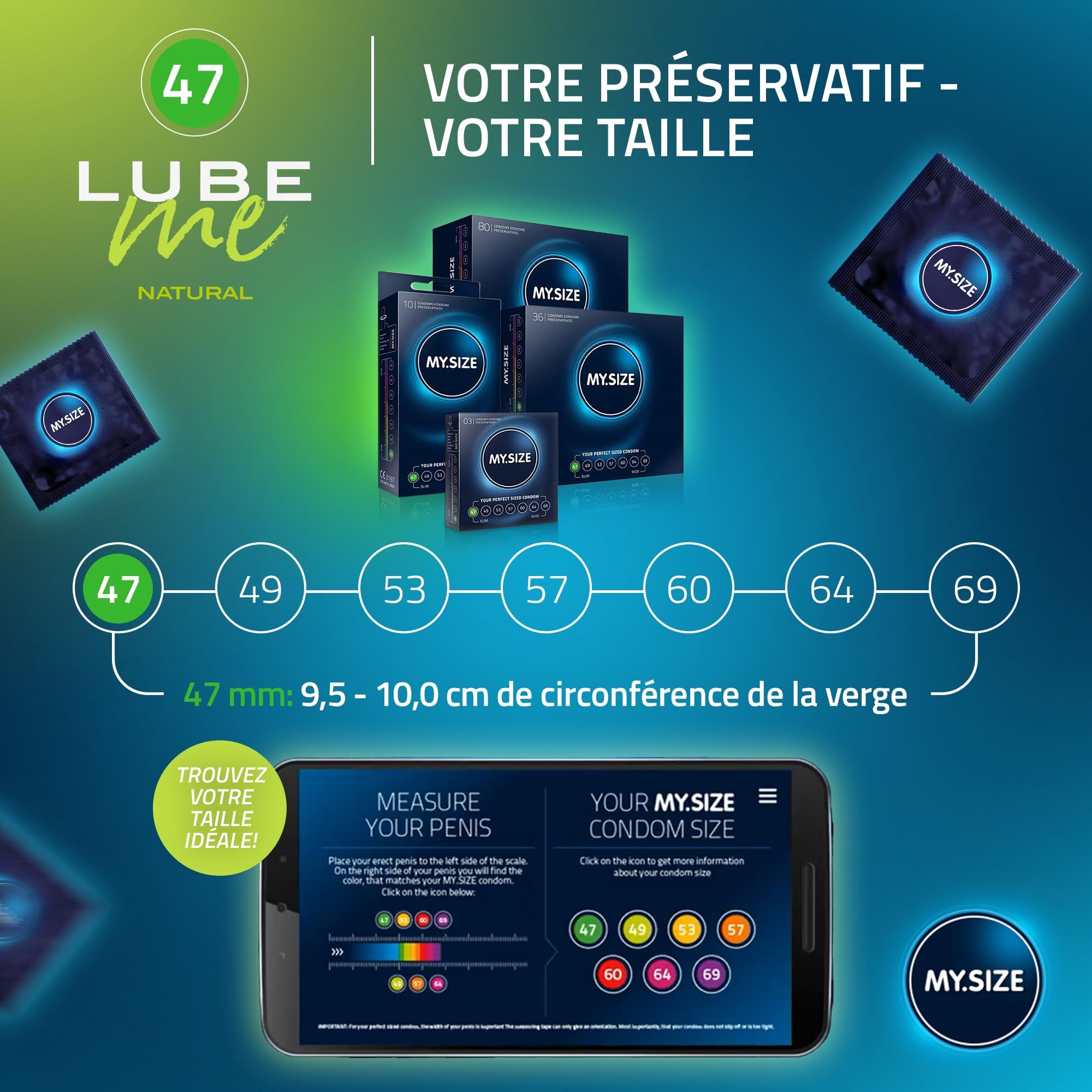 MY.SIZE PRO Preservativi + LUBE ME Natural + Body Candle Set