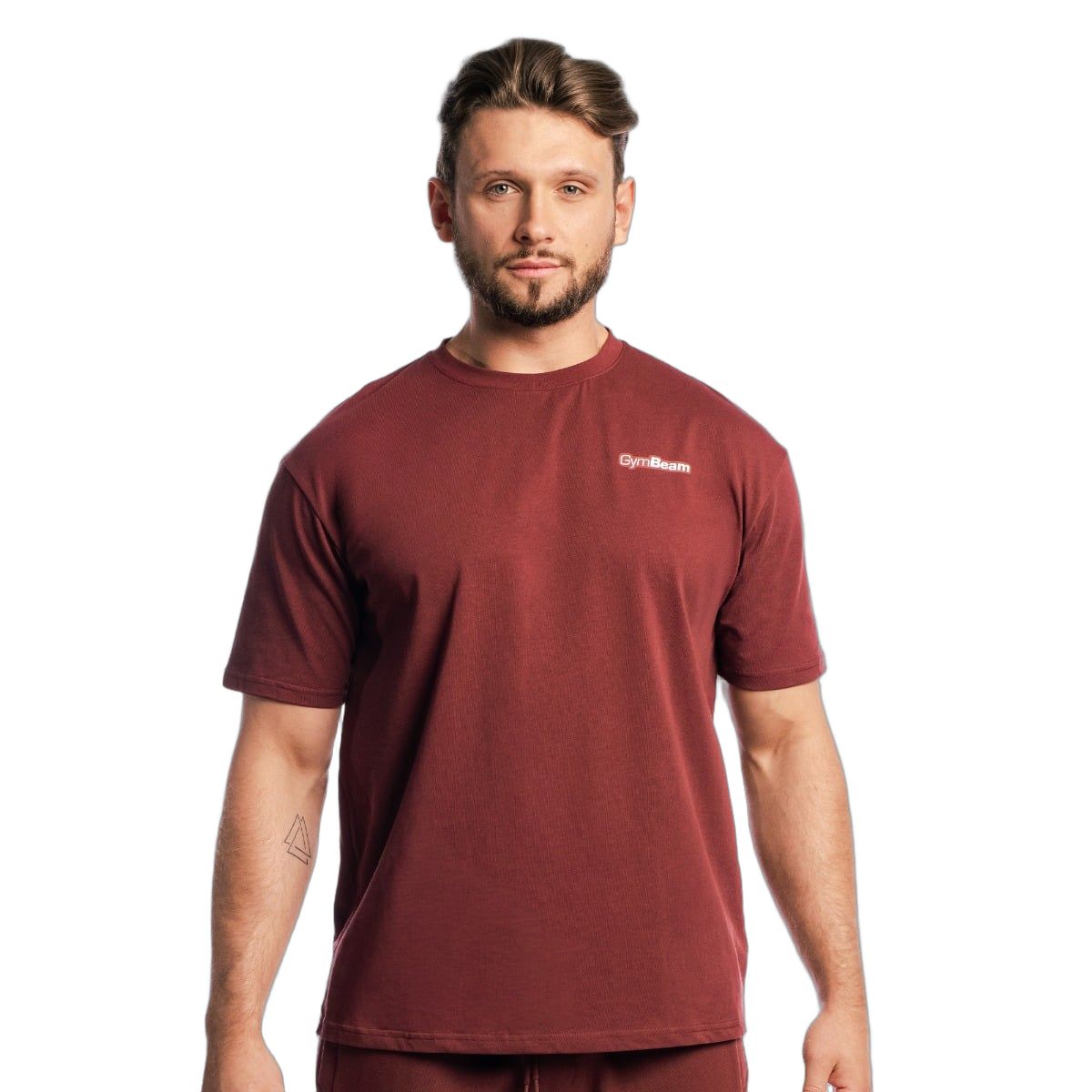 GymBeam T-shirt uomo oversize a manica corta in cotone Zone Cherrywood